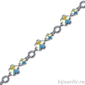 Браслет с кристаллами Swarovski, цвет сине-желтый хамелеон, покрытие: родий - фото 4467