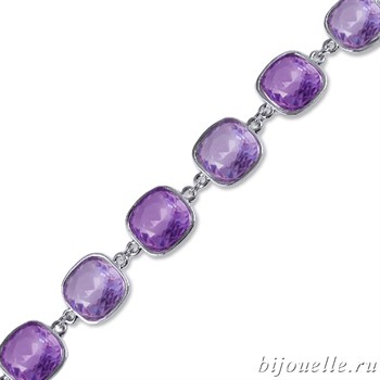 Браслет с кристаллами Swarovski, цвет сиреневый, фиолетовый, покрытие: родий - фото 4471