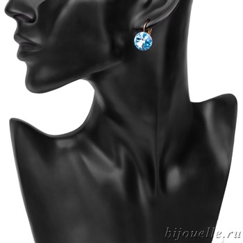 Комплект: кольцо, серьги с кристаллами Swarovski, цвет голубой, покрытие: золото - фото 4608