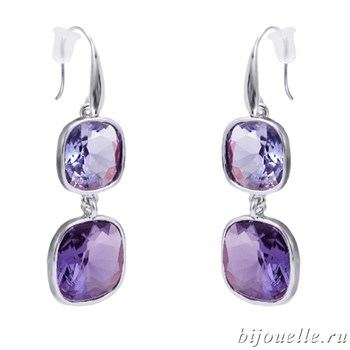 Серьги с кристаллами Swarovski, цвет фиолетовый, покрытие: родий - фото 4656