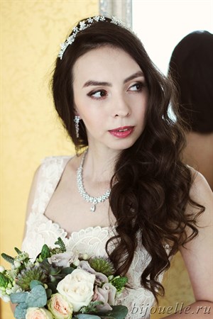 Диадема свадебная для невесты с кристаллами Сваровски - фото 5059