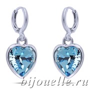 Серьги с кристаллами Сваровски "Голубые сердечки"