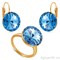 Комплект: кольцо, серьги с кристаллами Swarovski, цвет голубой, покрытие: золото - фото 4607